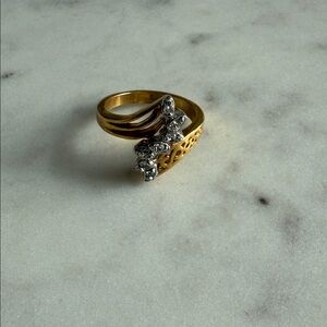 BelleStyle Gold and Silver Women's Ring with Crystal Accents